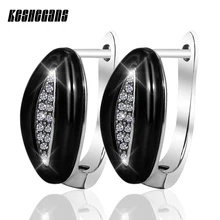 Новые серьги-гвоздики из керамики, роскошные u-образные серьги из нержавеющей стали, CZ Циркон, узор в виде листьев, изысканные элегантные ювелирные изделия, подарок для женщин и девушек