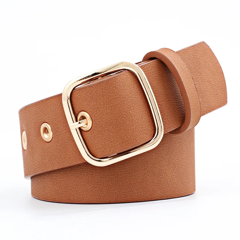 

OLOME 105x3.5cm Wide Belt Leather Women Gold Pin Buckle Black White Female Waist Belts Strap for Jeans
