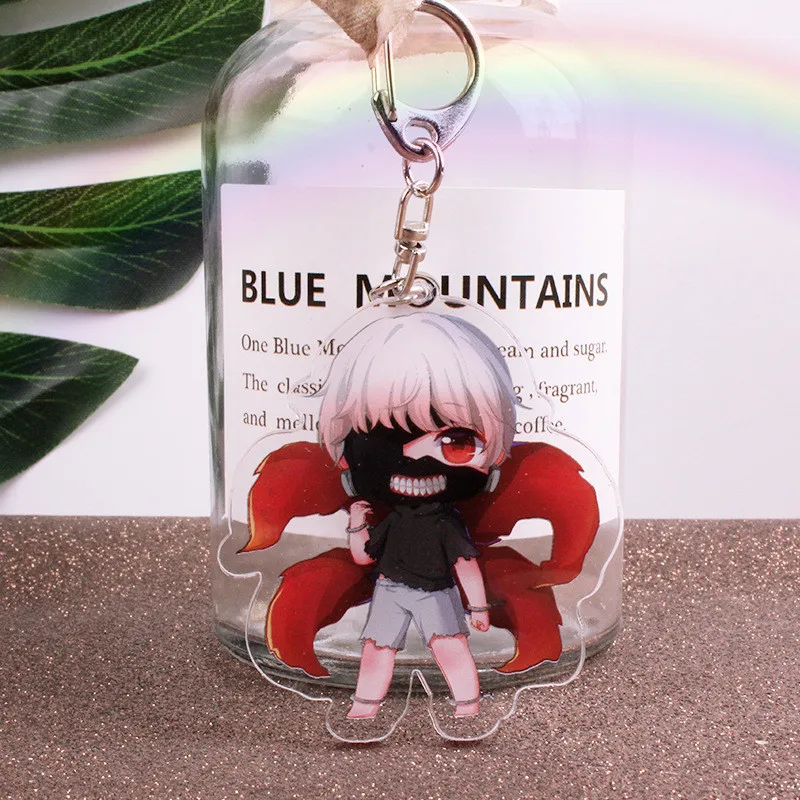 

Anime Tokyo Ghoul Keychains Fashion Japanese Cartoon Figure kaneziki Acrylic Car Key Chains Holder Keyrings Jewelry