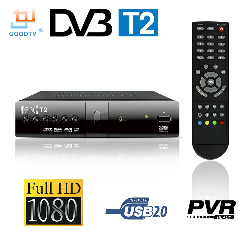 DVB T2 TV Receiver H.264 1080P HD MNP Smart TV Box Media Player DVB-T2 GOODTV Set-top Box free Russia Channels Box Tv Television