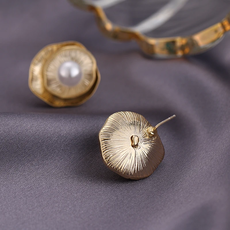 Yhpup модные минималистичные геометрические круглые серьги-гвоздики из цинкового сплава с искусственным жемчугом, Золотые серьги orecchini для девушек, вечерние, подарок
