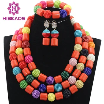 

Fashion Multicolor Bead Balls Women Costume Jewelry Set Artificial Coral Beads African Jewelry Set Christmas Free Shipping WD961