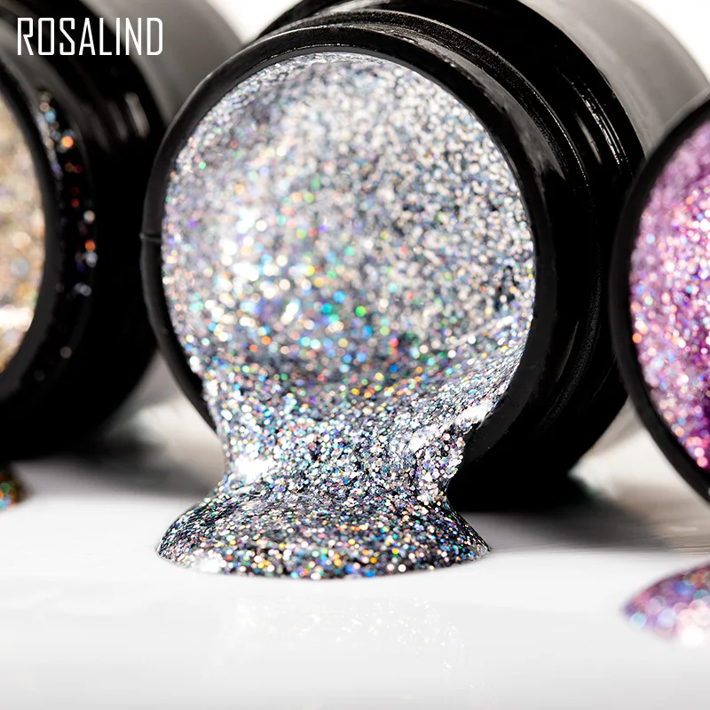  ROSALIND Gel Nail Polish Shiny Rainbow 5ML Set For Manicure Semi permanent UV Top Coat Nail Art Gel