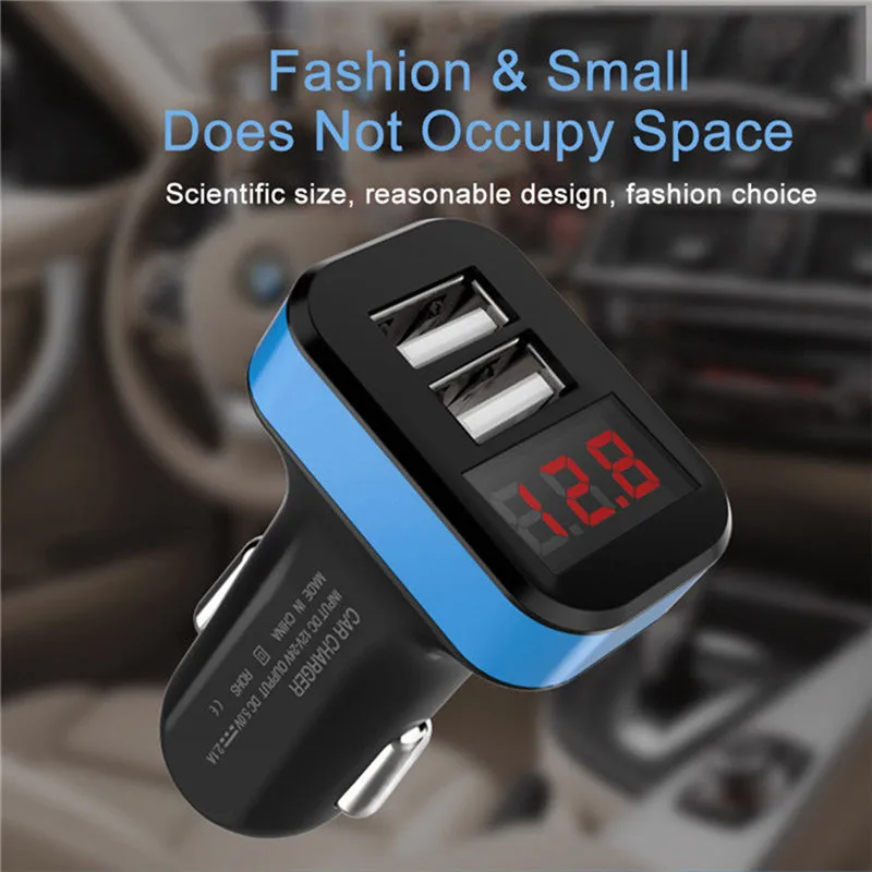 

LED Display Quick Charge 3.0 3.1A 5V Dual USB 2 Port Car Charger Moblie Phone Fast Charging Universal Phone Car Charger#291095