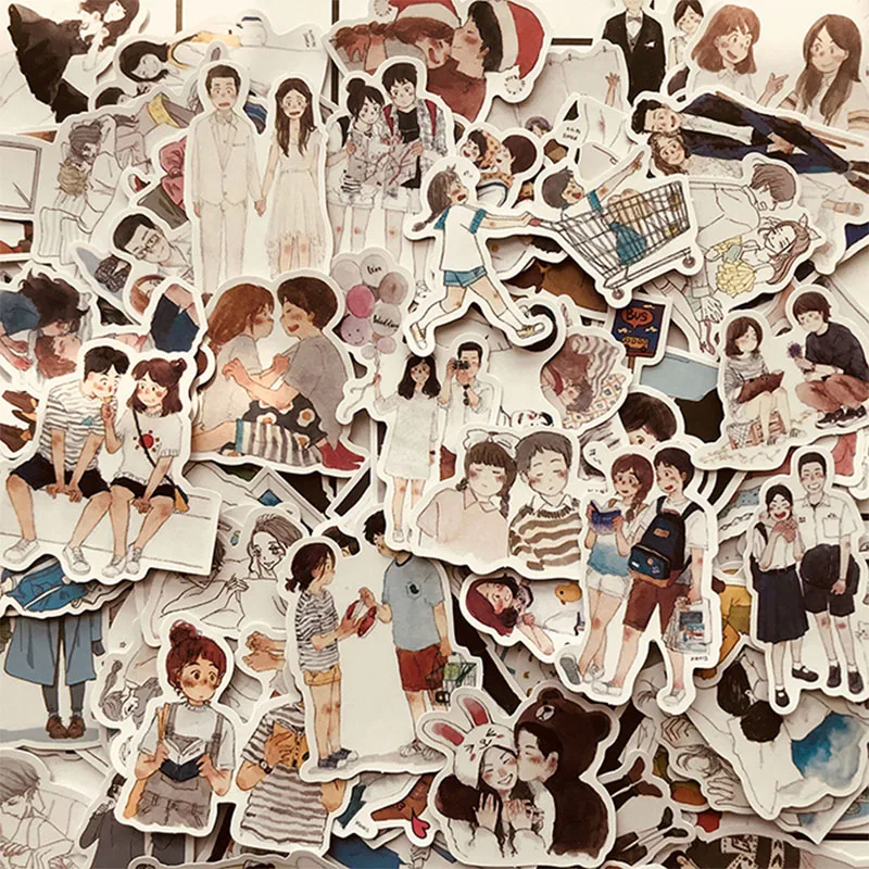 123PCS happy lover couple life stickers DIY scrapbooking happy planner journal crafts album decoration stickers package