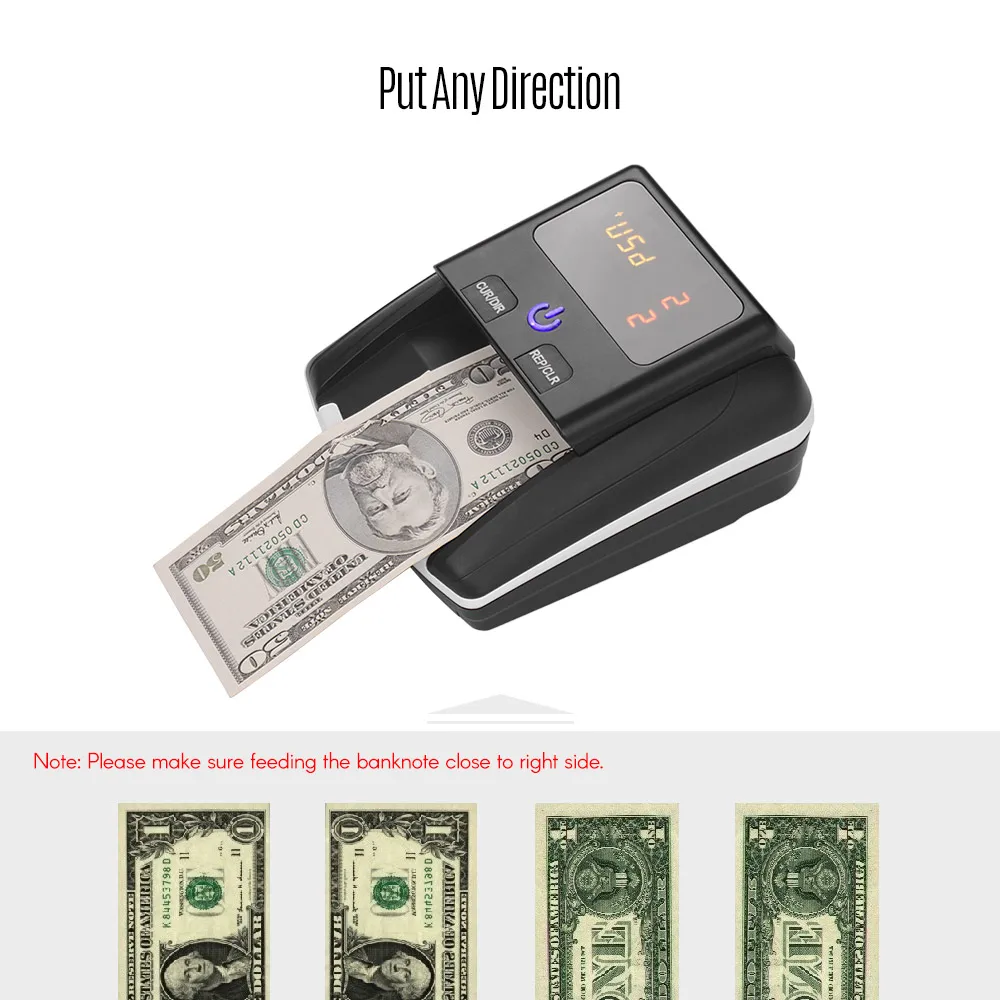 Портативный маленький детектор банкнот счетчик номинальных значений UV/MG/IR/DD Детектор фальшивых денег тестер машина