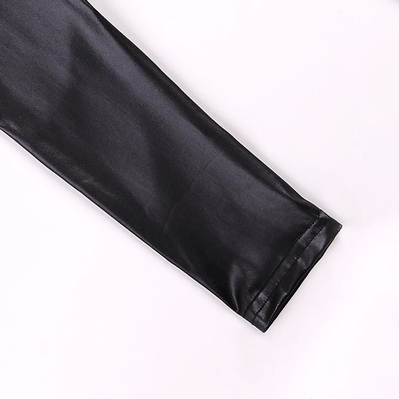 Новые весенне-осенние обтягивающие черные детские кожаные штаны Одежда для детей штаны для маленьких девочек обтягивающие леггинсы для девочек