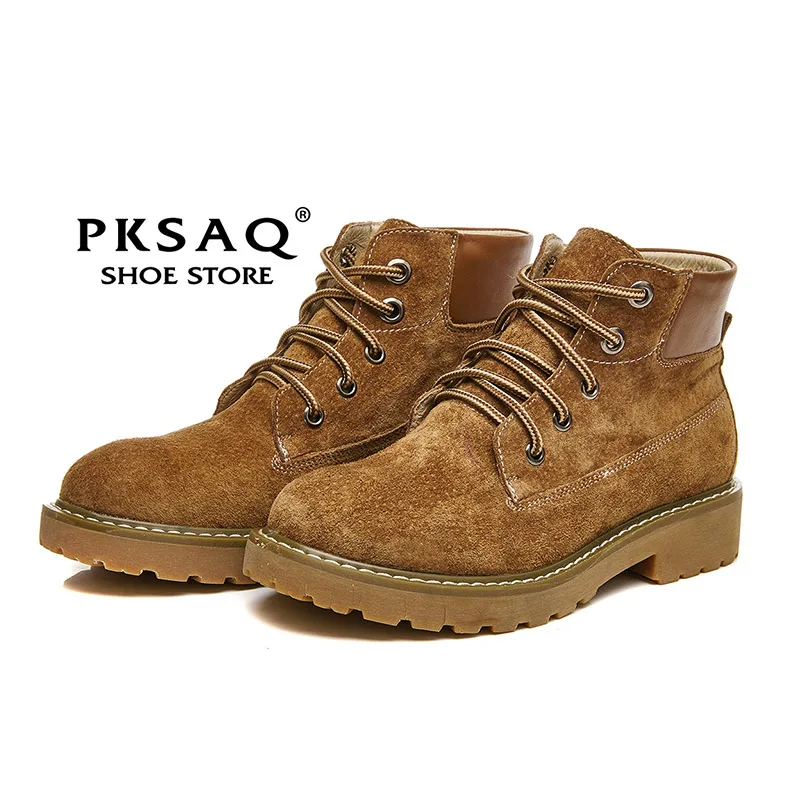 

Fashion Genuine leather Women Boots Winter Waterproof Ankle Boots Martin Boots Outdoor Working Boots Women Shoes with Faux Fur