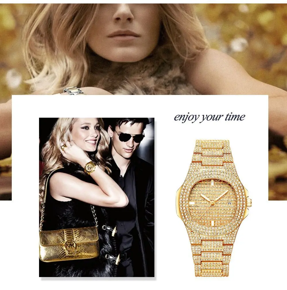 Роскошные женские часы из розового золота с бриллиантами, уникальный дизайн, женские часы-браслет из нержавеющей стали, водонепроницаемые кварцевые часы