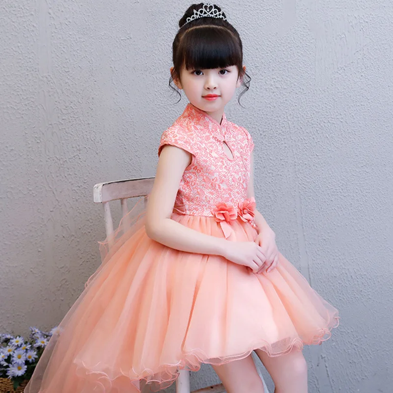 

Children's Evening Dress Piano Performance Autumn and Winter Foreign Dress Tailed Little Girl Princess Dress