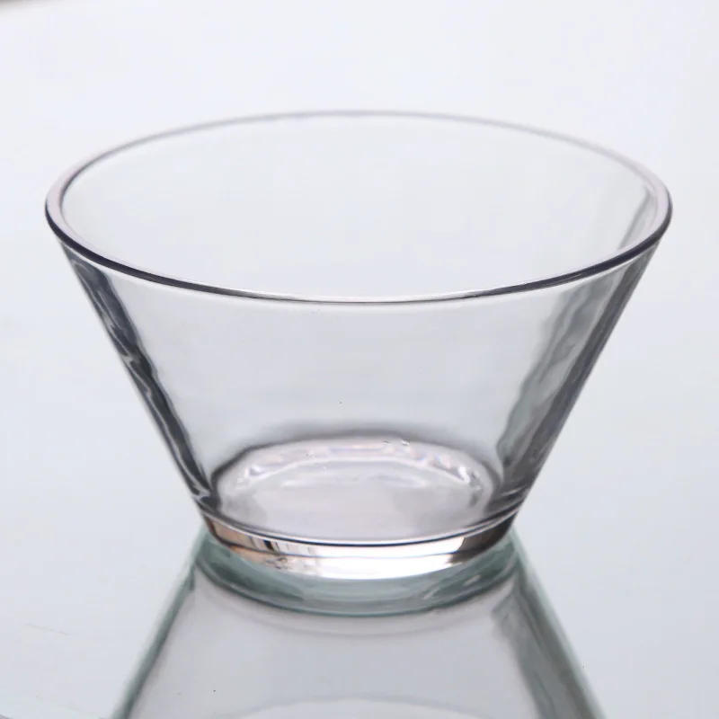 2PCS Clear Glass Salad Bowl 6 Inch Salad Letters Transparent Round Mixing Bowl Glass Vase Terrarium Fruit Soup Bowl Printing