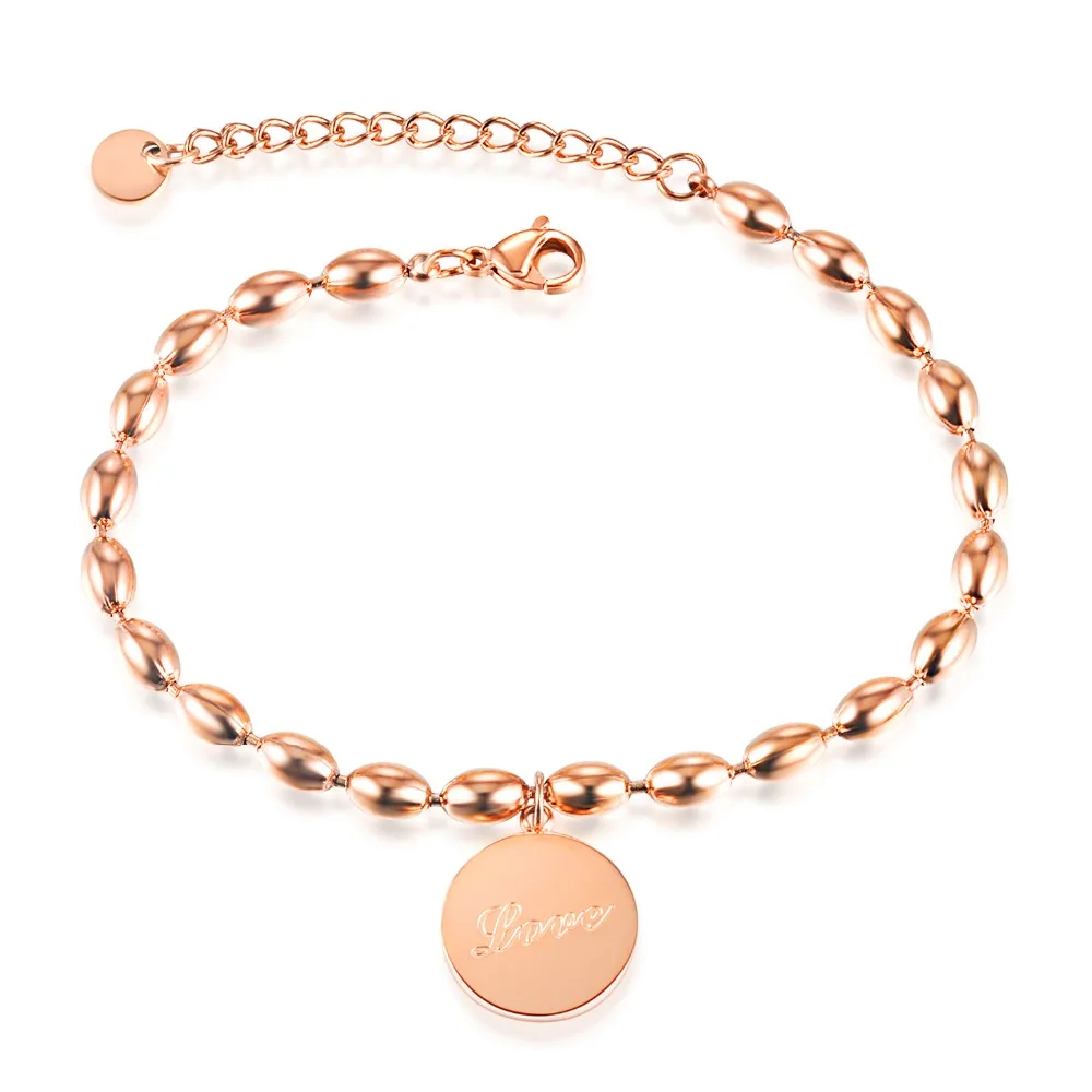 

Fate Love Fashion Love Round Women 's Bracelets Chain Gift Rose Gold Color Pure Stainless Steel Jewelry Never Fade Free Shipping