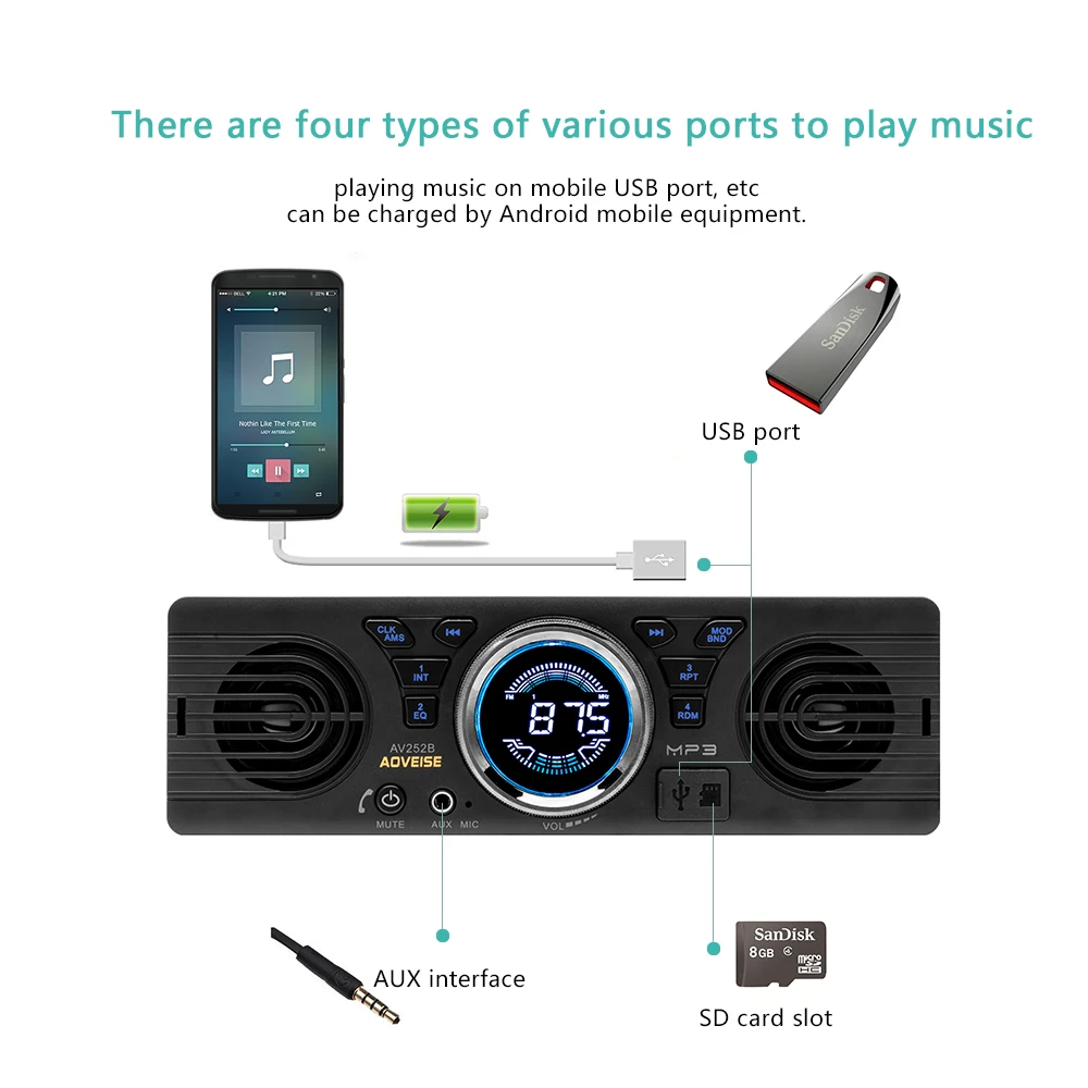 AMPrime 1din Car radio Universal 1 DIN 12V FM MP3 Bluetooth Autoradio Hands-free Call Auto with loud Speaker In-dash Car Stereo AMPrime 1din Car radio Universal 1 DIN 12V FM MP3 Bluetooth Autoradio Hands-free Call Auto with loud Speaker In-dash Car Stereo