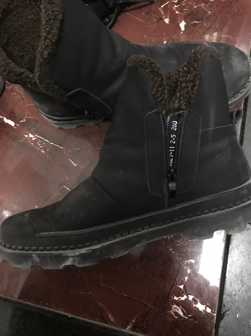 Botas masculinas de inverno preto com pele