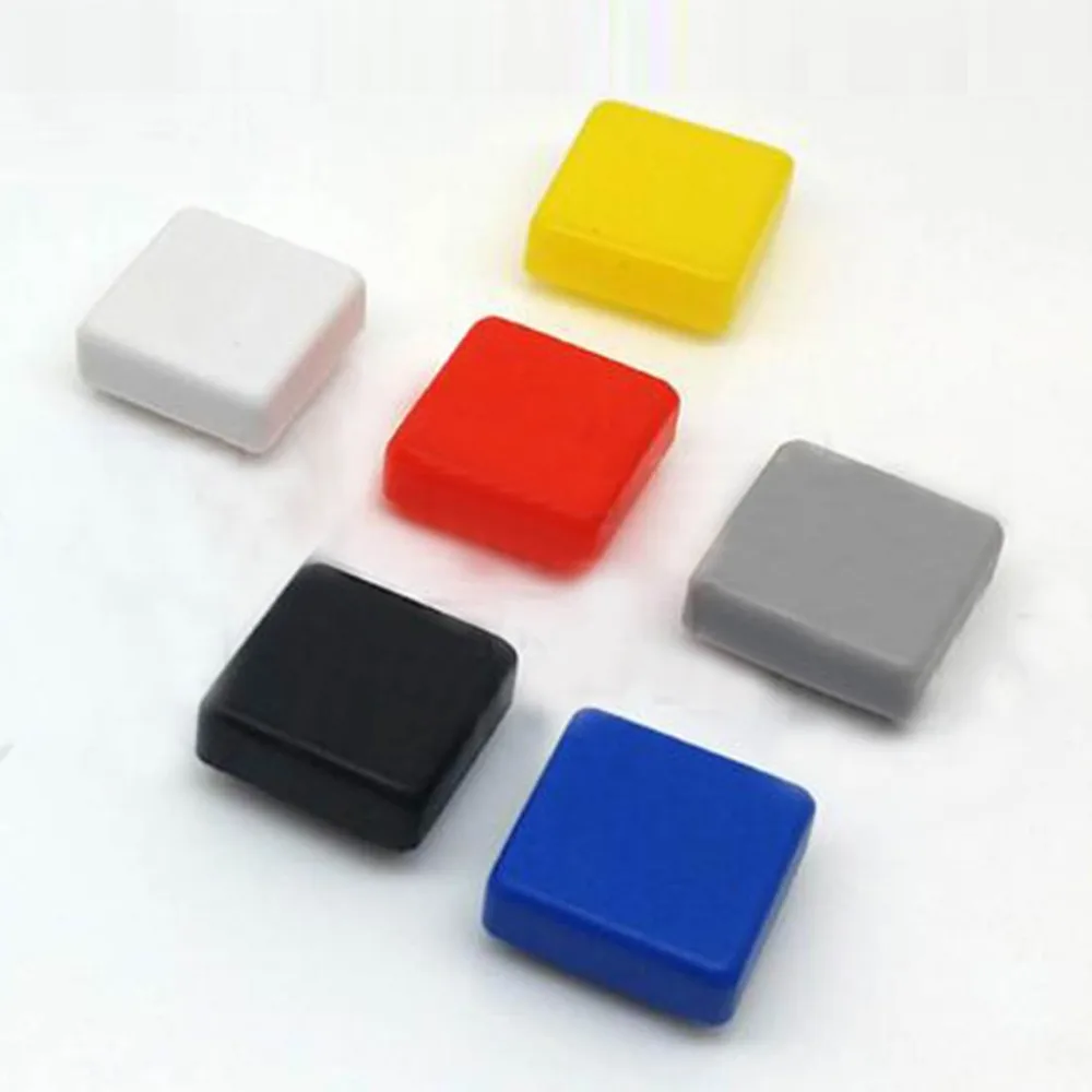 100pcs 12*12mm push button switch cap square button cap multi color