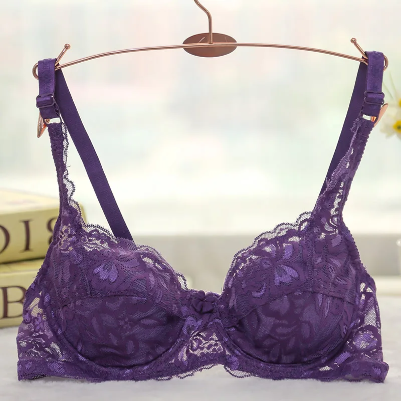 Women Sexy Underwire Padded Push Up Embroidery Lace Bra 32 34 36