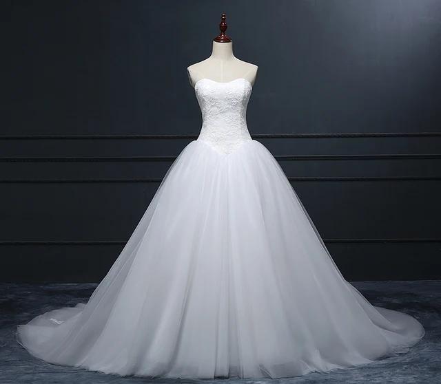 vestidos de novia escote redondo francia encaje corset top puffy