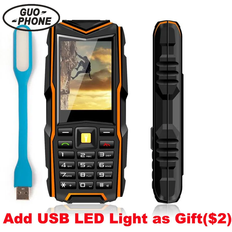 GuoPhone V3 Phone IP67 Waterproof Shockproof Dustproof Mobile Phone Power Bank Long Standby Outdoor Army 5200mAh