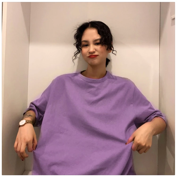 oversized Tee Shirt 7 Solid Color Basic T-shirts Women Casual Harajuku Summer long white black Tops Korean Hipster White T Shirt friends t shirt