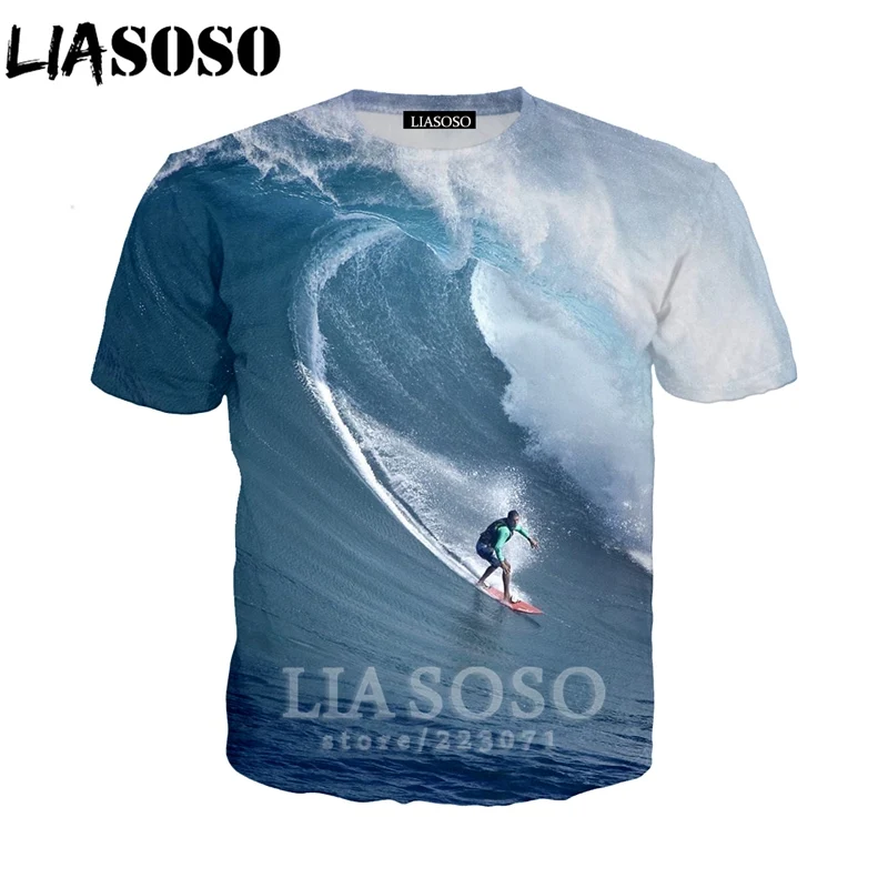 LIASOSO الصيف جديد الرجال النساء البلوز أزياء 3D طباعة المتطرفة الرياضة تصفح تي شيرتات قصيرة الاكمام للجنسين أعلى السترة A172-01