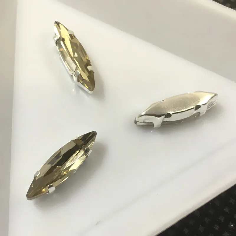 Light Coffee Ссылку 1: Пришивание Стекло с украшением в виде кристаллов 4x15mm Наветт камень с серебром/белый K схватка для шитья - Цвет: Light Coffee