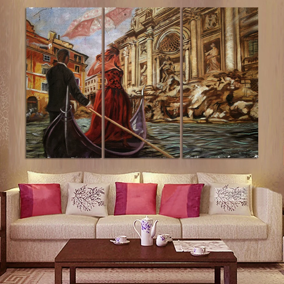 

Free shipping 3panel Ancient Rome color Canvas picture on wall of oil painting buliding Living Room F286