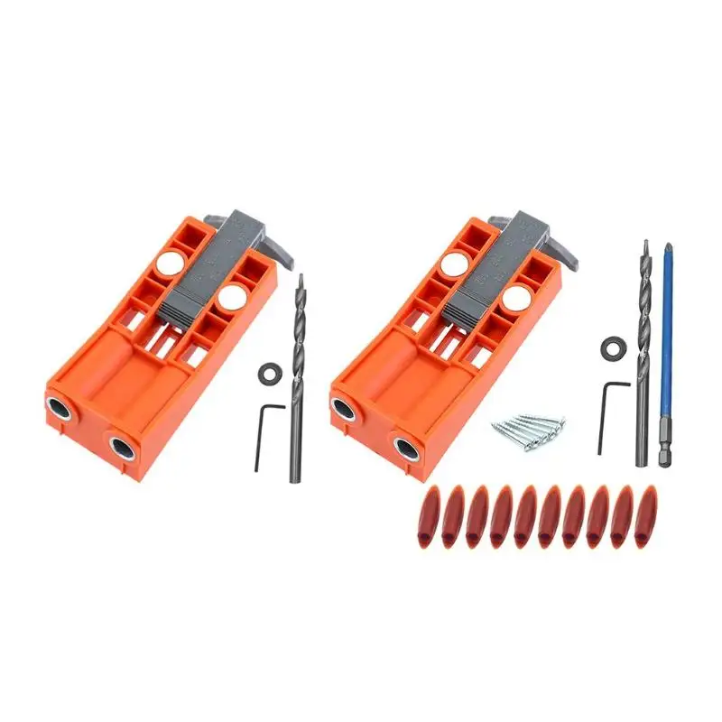 

Woodworking Pocket Hole Jig Kit Drill Guide Set Puncher Locator w/2 Magnets ABS Plastic Wood Working Tool Dropshipping