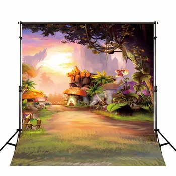 

TR Photo Studio Newborn Baby Children Backdrops Forest Mushroom House Mysterious Sunset Photography Studio Backgrounds 5x7ft