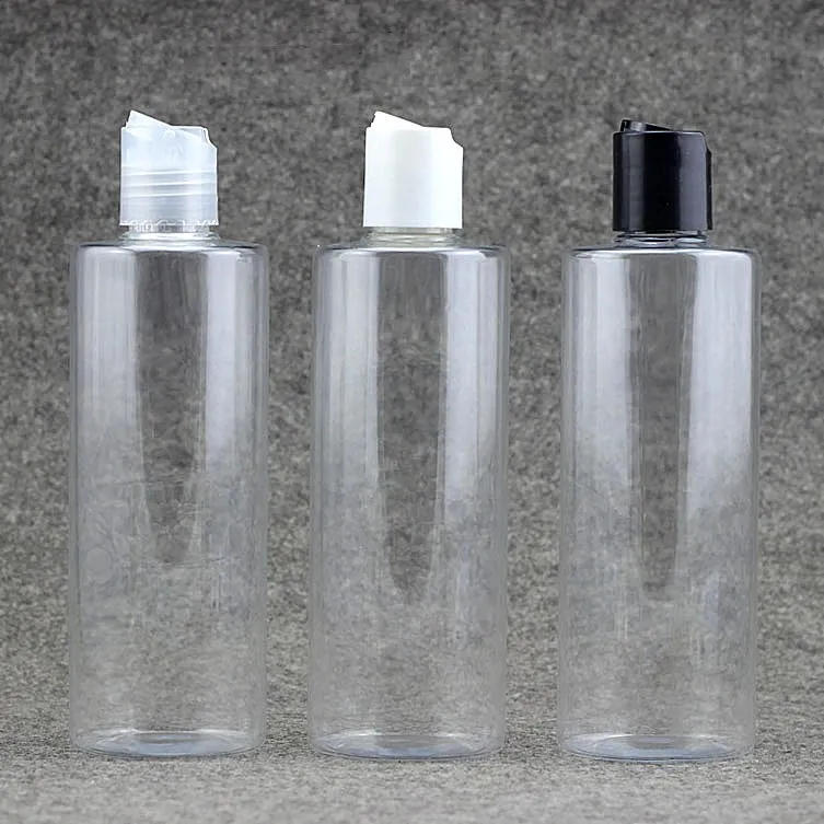 150 X 300ml Flat Shoulder Clear Plastic Bottle with Clear/Black/White
