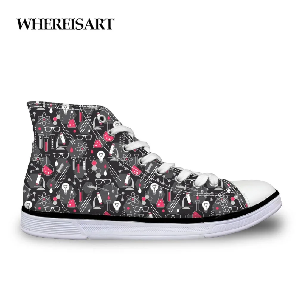 

WHEREISART Black Canvas For Men Colorful Print Casual Shoes Custom Sneakers Trendy Students Zapatillas Hombre Man Cartoon Autumn