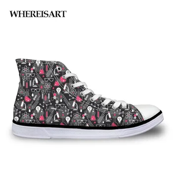 

WHEREISART Black Canvas For Men Colorful Print Casual Shoes Custom Sneakers Trendy Students Zapatillas Hombre Man Cartoon Autumn