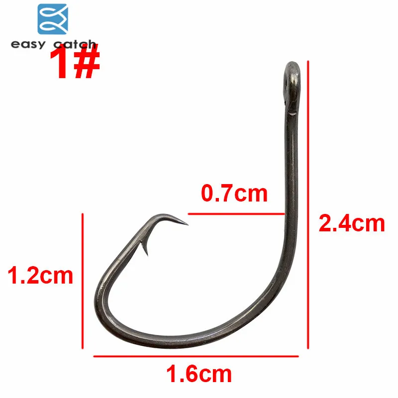 Легко поймать 20 штук 7381 черный смещение Спорт Круг приманка для рыболовного крючка Размеры детей 1 года, 2, 4, 6, 1/0 2/0 3/0 4/0 5/0 6/0 7/0 8/0 9/0 10/0 - Цвет: 1