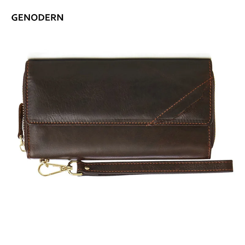 

GENODERN Vintage Clutch Wallet for Men Male Clutch Purse Zipper Men Wallets Long Man's Clutch Wallets