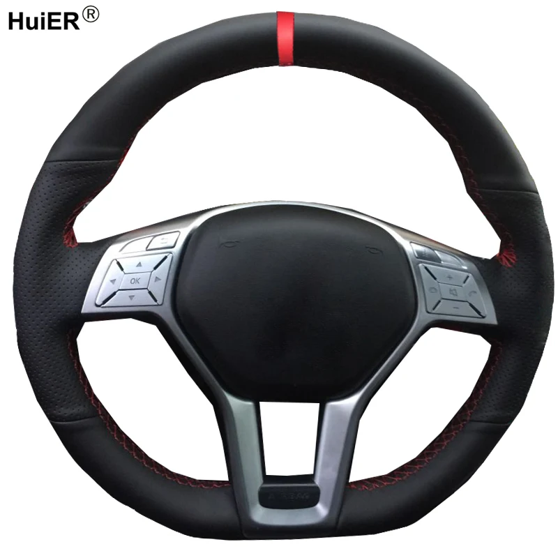 

HuiER Hand Sewing Car Steering Wheel Cover For Mercedes Benz A-Class 2013 2014 2015 CLA-Class 2013 2014 C-Class 2013 2014