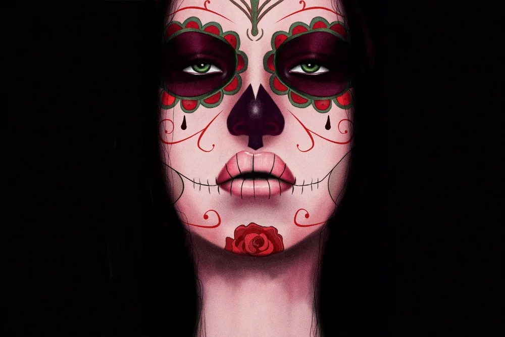 

Home decoration Girl Style Face Eyes Background Calavera Digital Art Sugar Skull Katrina Silk Fabric Poster MD899