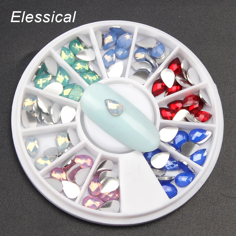 

ELESSICAL 6 Colors Water Drop Opal Nail Rhinestones DIY Nail Art Accessories 3D Jewelry Decorations For Manicure In Wheel WY1105