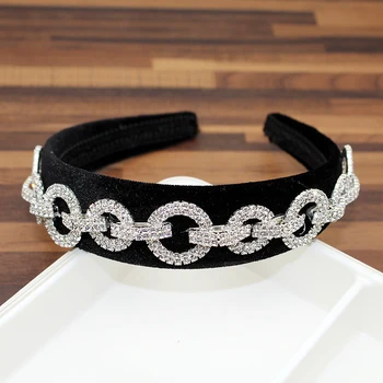 

Korean Fashion Luxurious Silver Color Round Crystal Hairbands Wide Sparkly Rhinestone Headband For Women Wedding Hair Jewelry