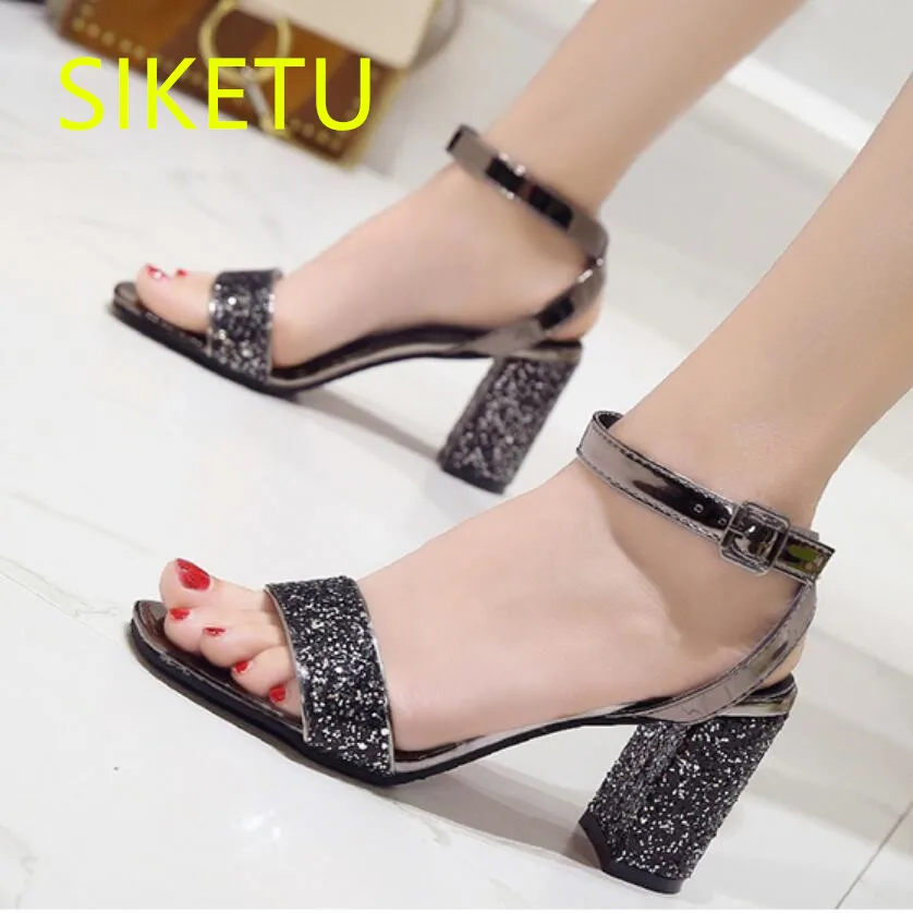 SIKETU Free shipping spring and autumn Fashion high heels shoes Sexy women's Wedding shoes pumps g545 Sequin cloth