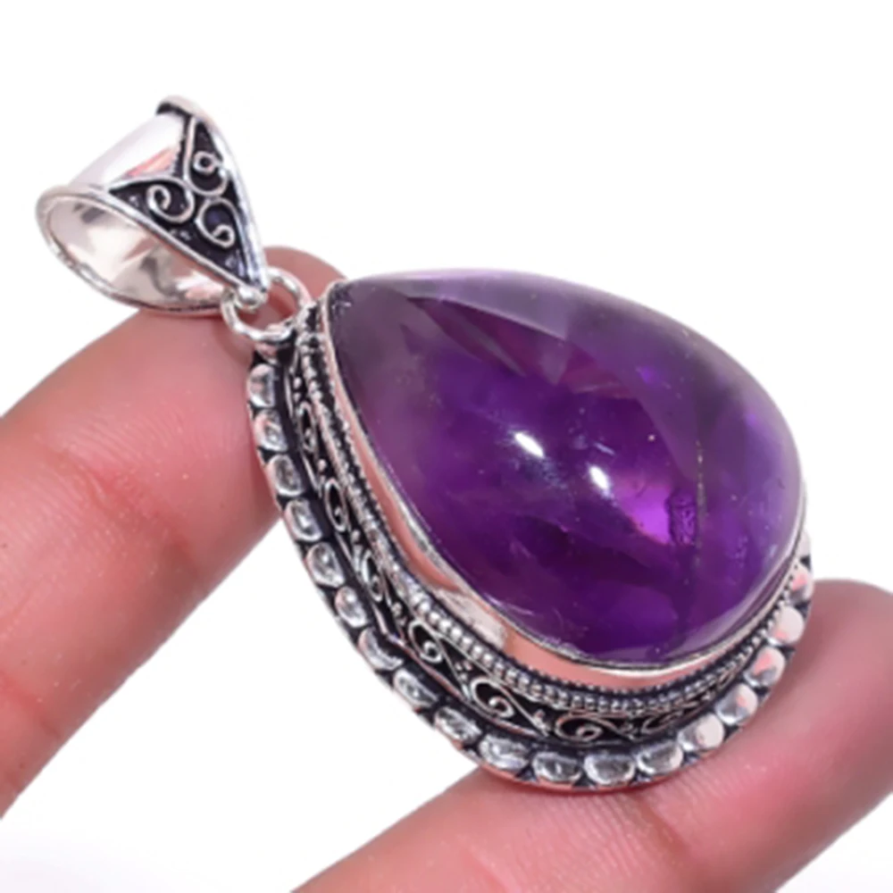 

Amethysts Pendant Silver Overlay over Copper, USA Size 50mm , P6454