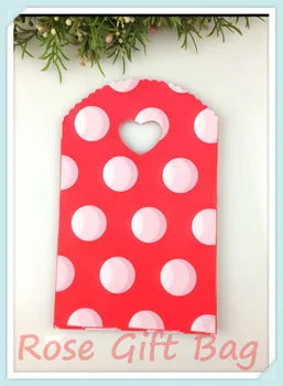 

Wholsale 100pcs/lot White Dots Red Plastic Bags 13x21cm Jewelry Boutique Gifts Packaging Bag Cute Plastic Gift Bag Shopping Bags