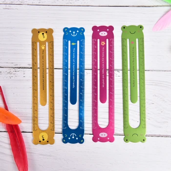 

Kawaii Korean Animal Cartoon Frog Bear Pig Cat Metal Paper Clip Ruler Office School Supplies Stationery For Children Kid