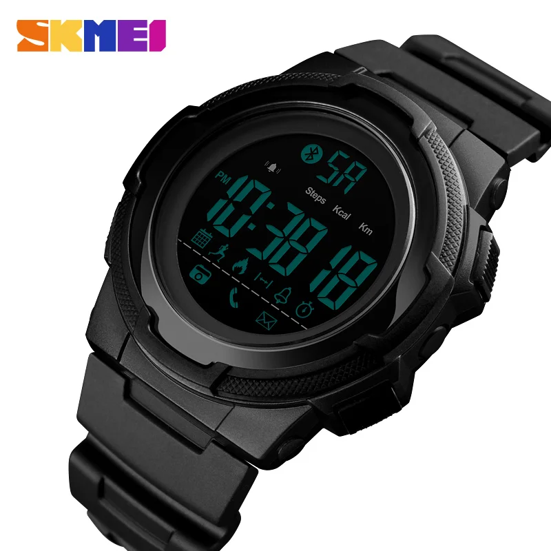 

SKMEI Men Sports Watch Bluetooth Smart Digital Clock Mens Top Luxury Brand Waterproof PU Military Watchs Relogio Masculino 1440