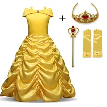 Маскарадные платья королевы Эльзы; костюмы Белль; платье принцессы Анны для девочек; вечерние платья; одежда для дня рождения для девочек; Vestidos Fantasia