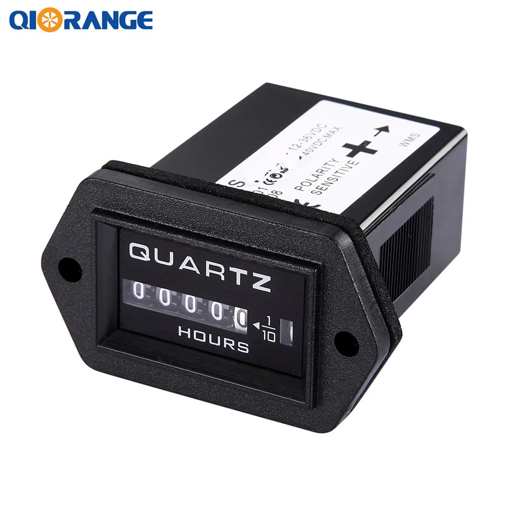 DC 12V-36V Black Generator Sealed Hourmeter Counter Tractor Truck Rectangle Hour Meter For Boat Tractor Diesel Car Engine timer