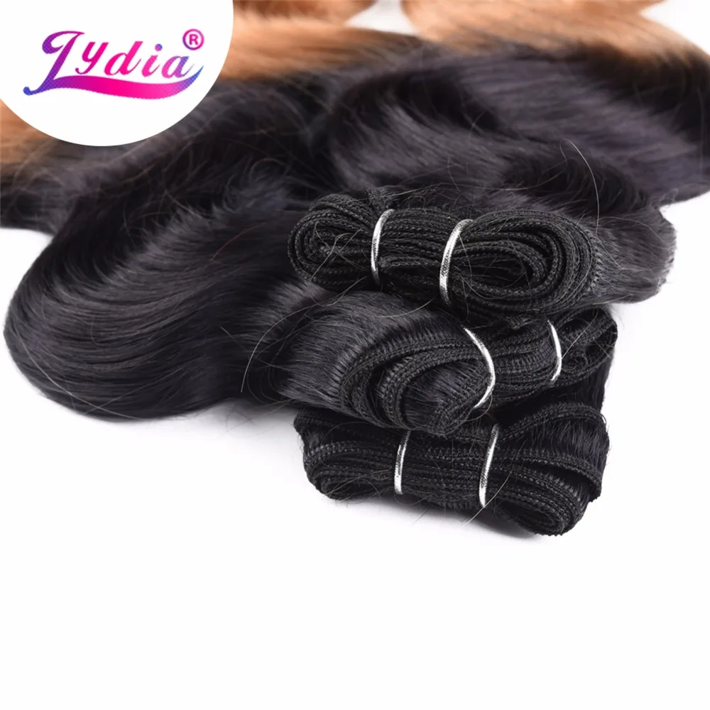 Lydia Hair Extension Body Wave 16"-26" Ombre Color T1B/27 3Pieces/lot Synthetic Hair Weaving For Women Bundles