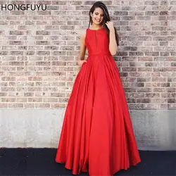 HONGFUYU тафта Выпускные платья длинное бальное платье с погружением сетки средства ухода за кожей Шеи Пол Длина Вечеринка платье Vestido de Festa