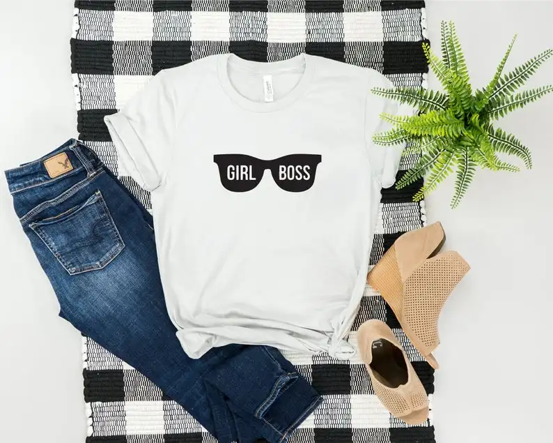 Женские футболки с коротким рукавом Boss in the Sun glasses 100% хлопок забавные модные