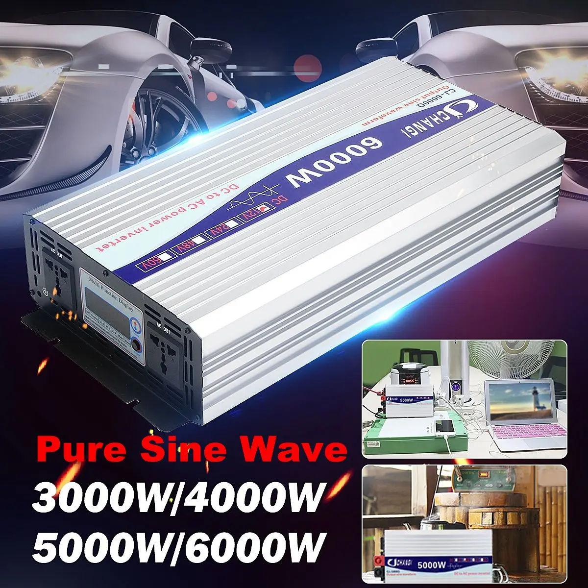 US $133.37 Intelligent Solar Pure Sine Wave Inverter 12v24v To 110v 3000w4000w5000w6000w Power Converter