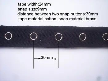 

100yards/lot, black cotton metal snap tape (width:24mm,snap distance:30mm)