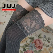 Sexy Women 7 Colors Striped Thigh High Up Stockings Women Lace Cotton Stocking Autumn Spring Knee Socks Over The Knee Sexy Women 7 Colors Striped Thigh High Up Stockings Women Lace Cotton Stocking Autumn Spring Knee Socks Over The Knee
